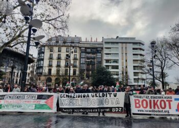 Manifestación este sábado en Donostia por la situación de Palestina. Foto: O.E.R.