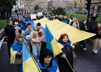 Manifestación en el segundo aniversario de la invasión en Ucrania. Fotos: Santiago Farizano
