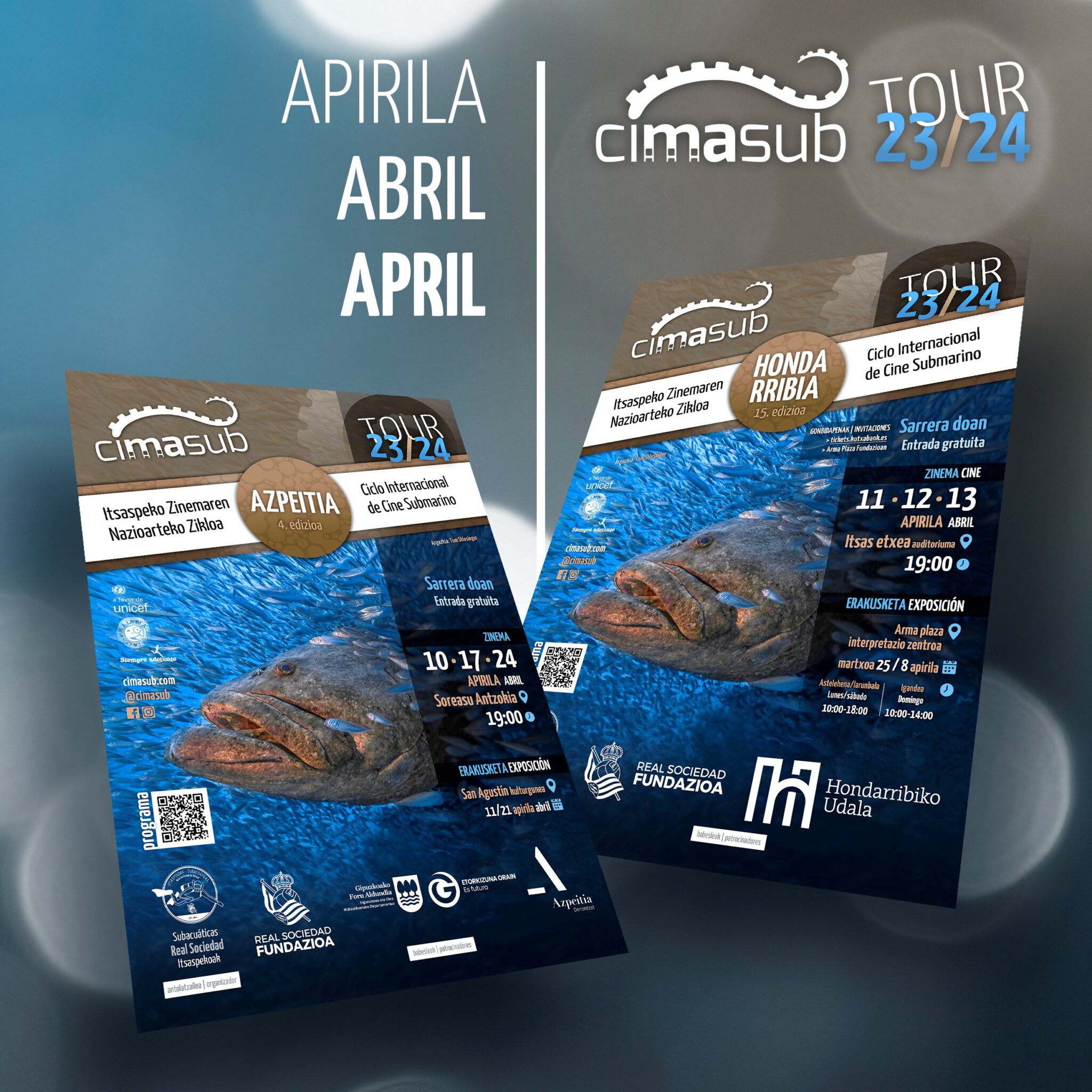 Cimasub Carteles Abril 2024 scaled - El Cine Submarino llega a Azpeitia y Hondarribia este mes de abril