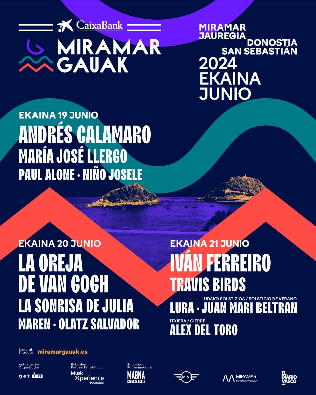 Miramar Gauak Cartel - La Oreja de Van Gogh y Calamaro estrenarán un nuevo festival en el Palacio Miramar