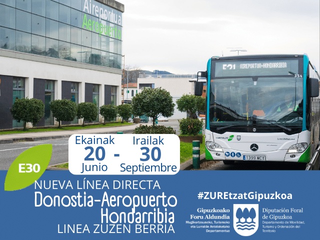 NOTICIA Nueva linea SS Aero 1 Línea directa de autobús entre Donostia y el aeropuerto de Hondarribia este verano