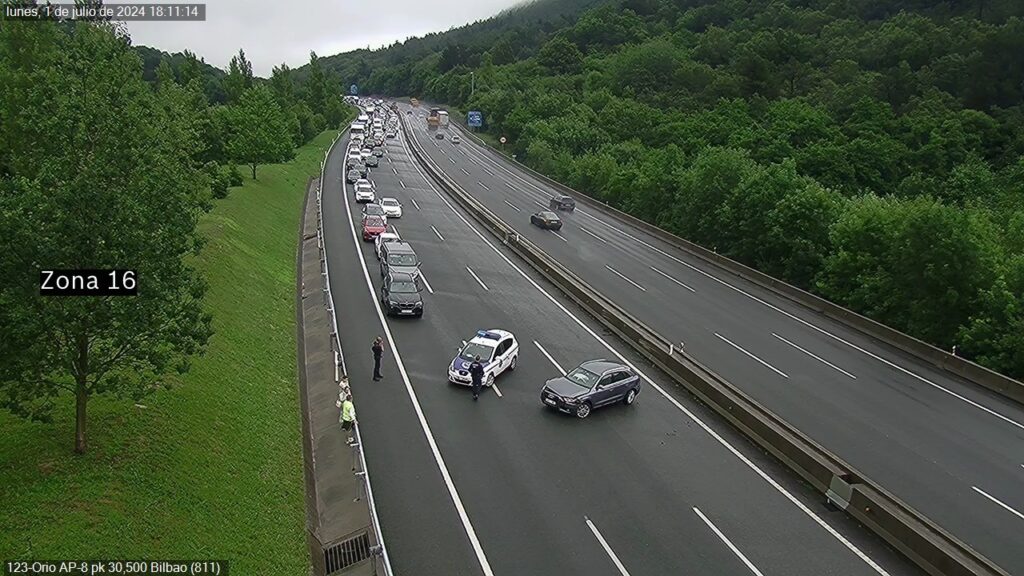 coche Retenciones tras un accidente en la AP-8 (Orio)
