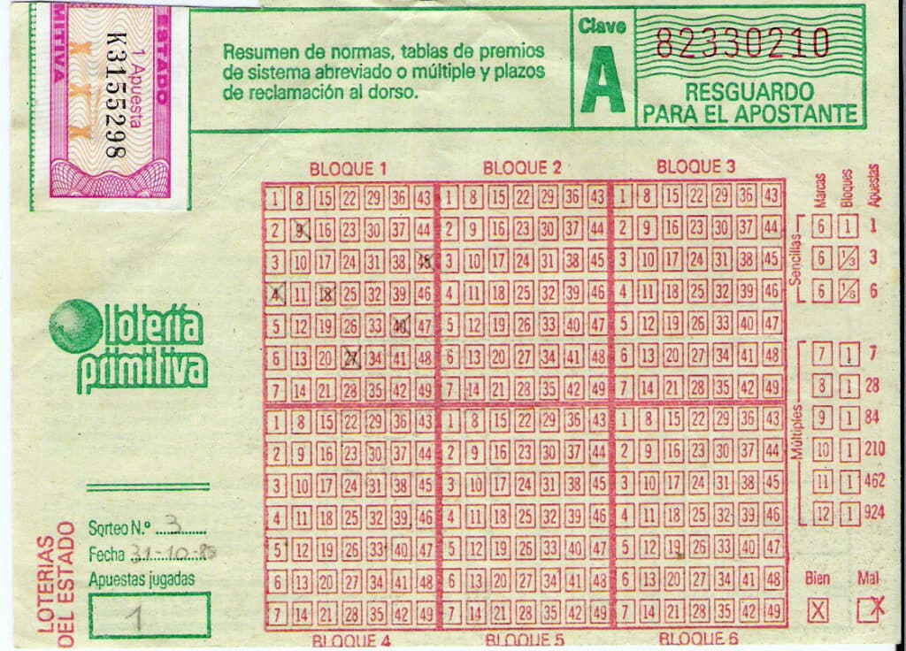 Resguardo primitiva 1985 La Primitiva, uno de los sorteos más populares en España