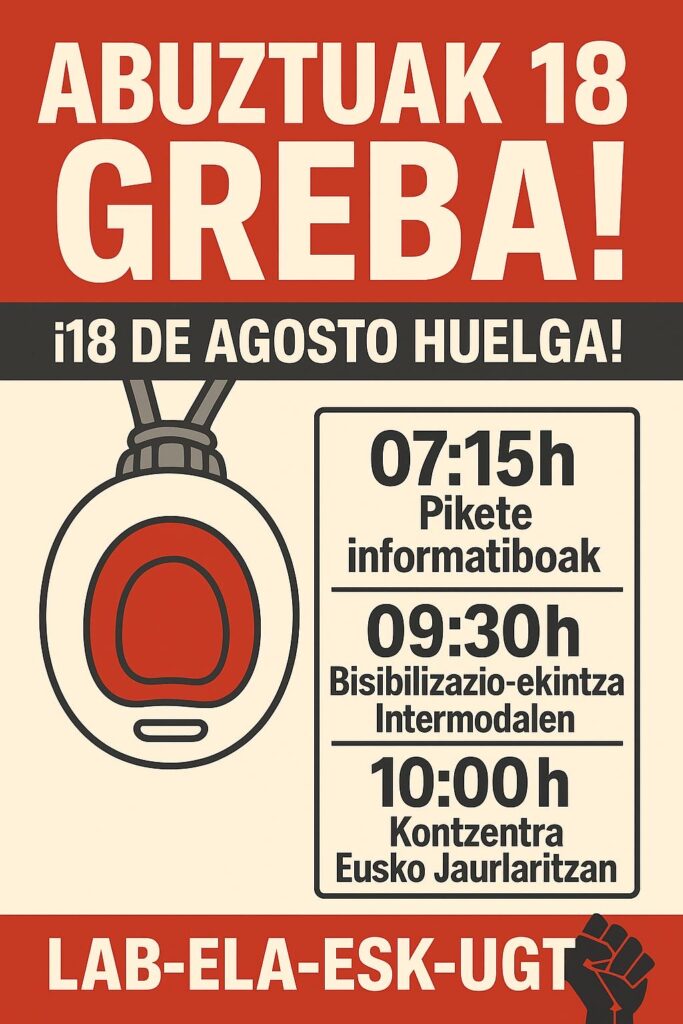 Betion Huelga de 24 horas en el servicio público de teleasistencia BetiON el 18 de agosto