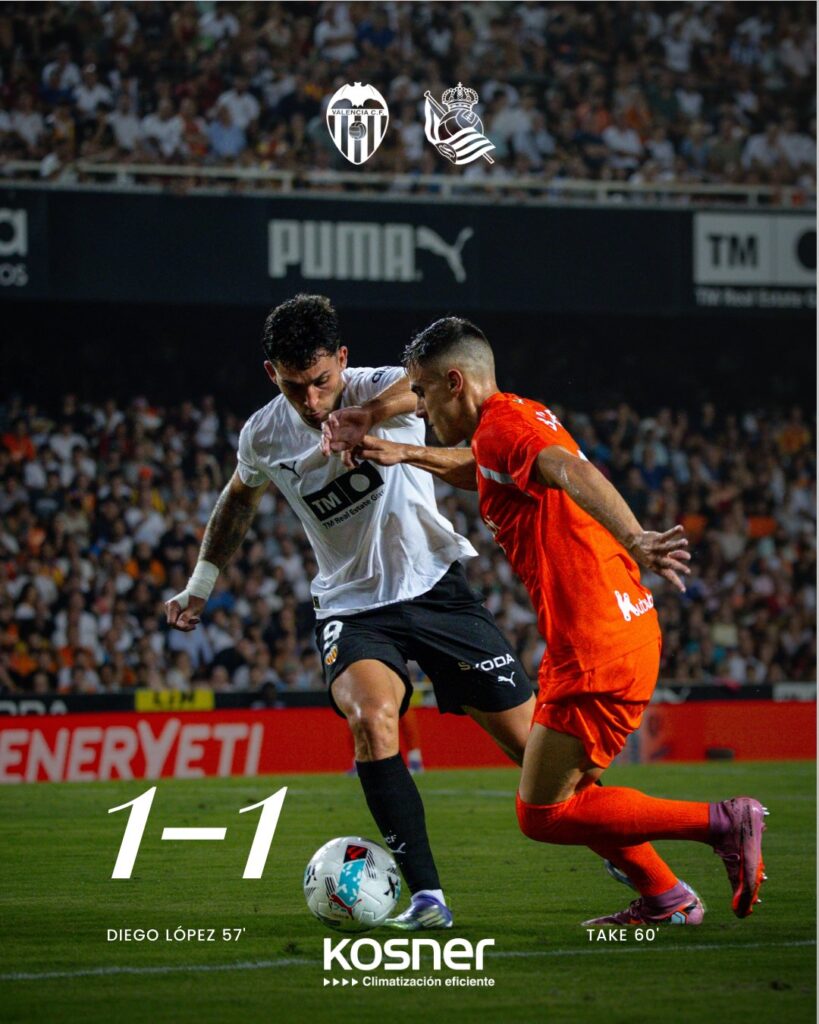 marcador 1-1. Kubo neutraliza el gol de Diego López y da el primer punto a Sergio Francisco