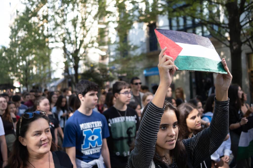 XE4S9175 Manifestaciones en Donostia y todo Euskadi contra el ataque de Israel a la flotilla humanitaria