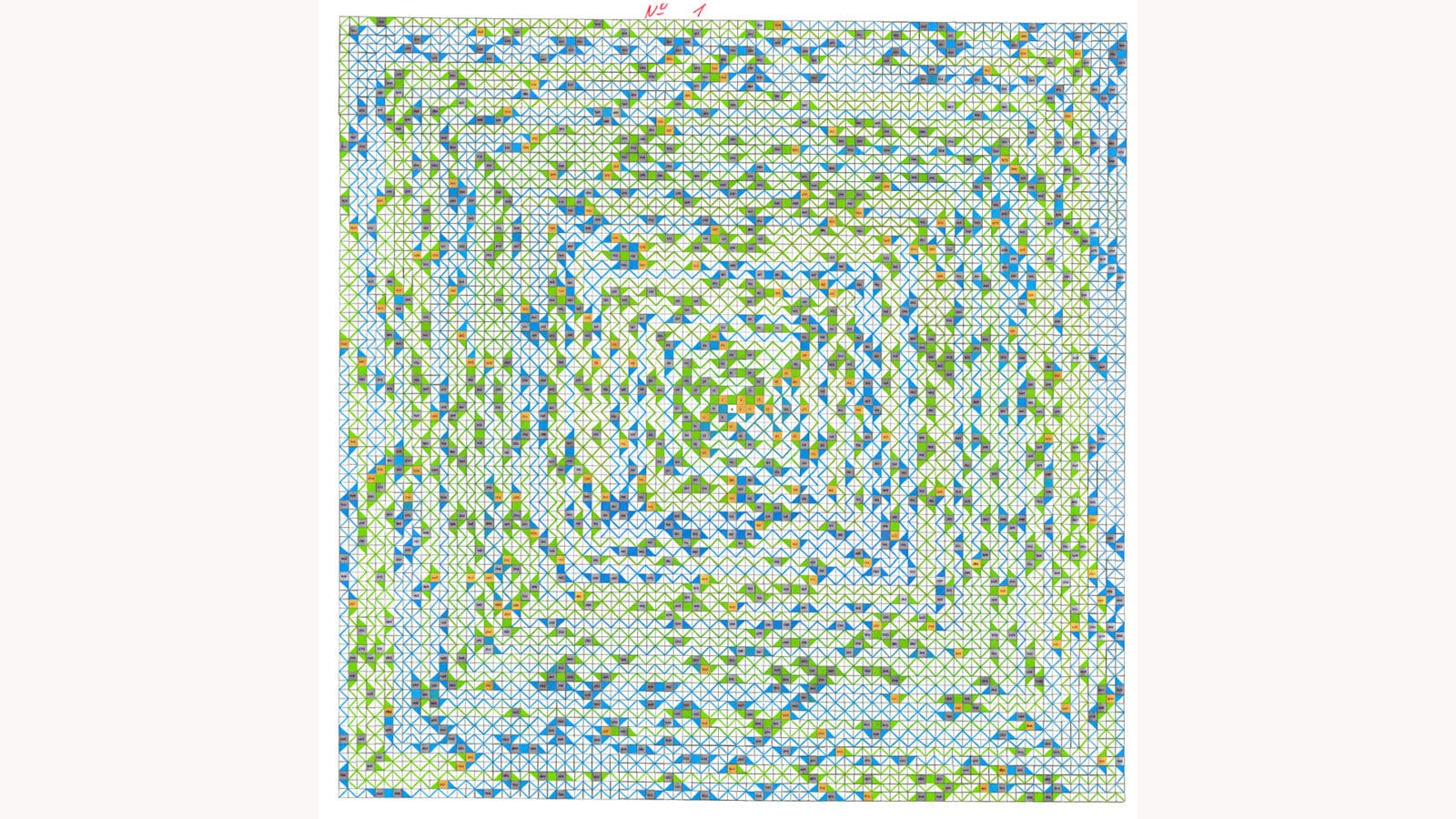 El poema de los numeros primos Esther Ferrer da los últimos retoques a su instalación para la plaza del TAV