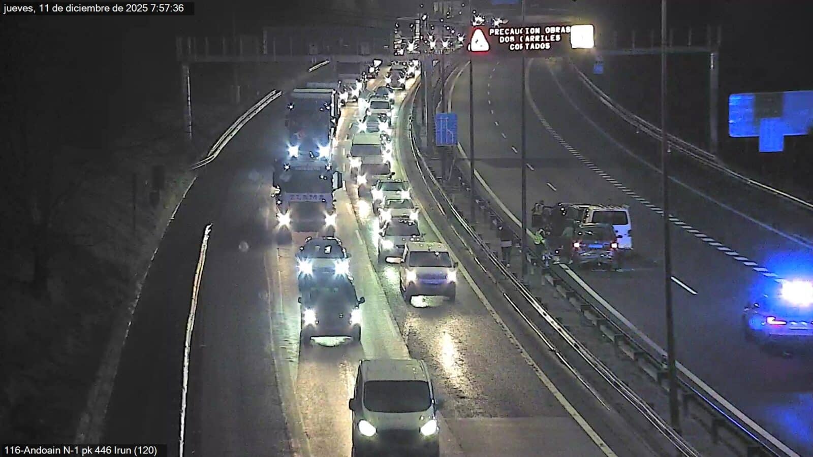 Andoain Retenciones de hasta 8 kilómetros en la N-I en Andoain por un accidente múltiple