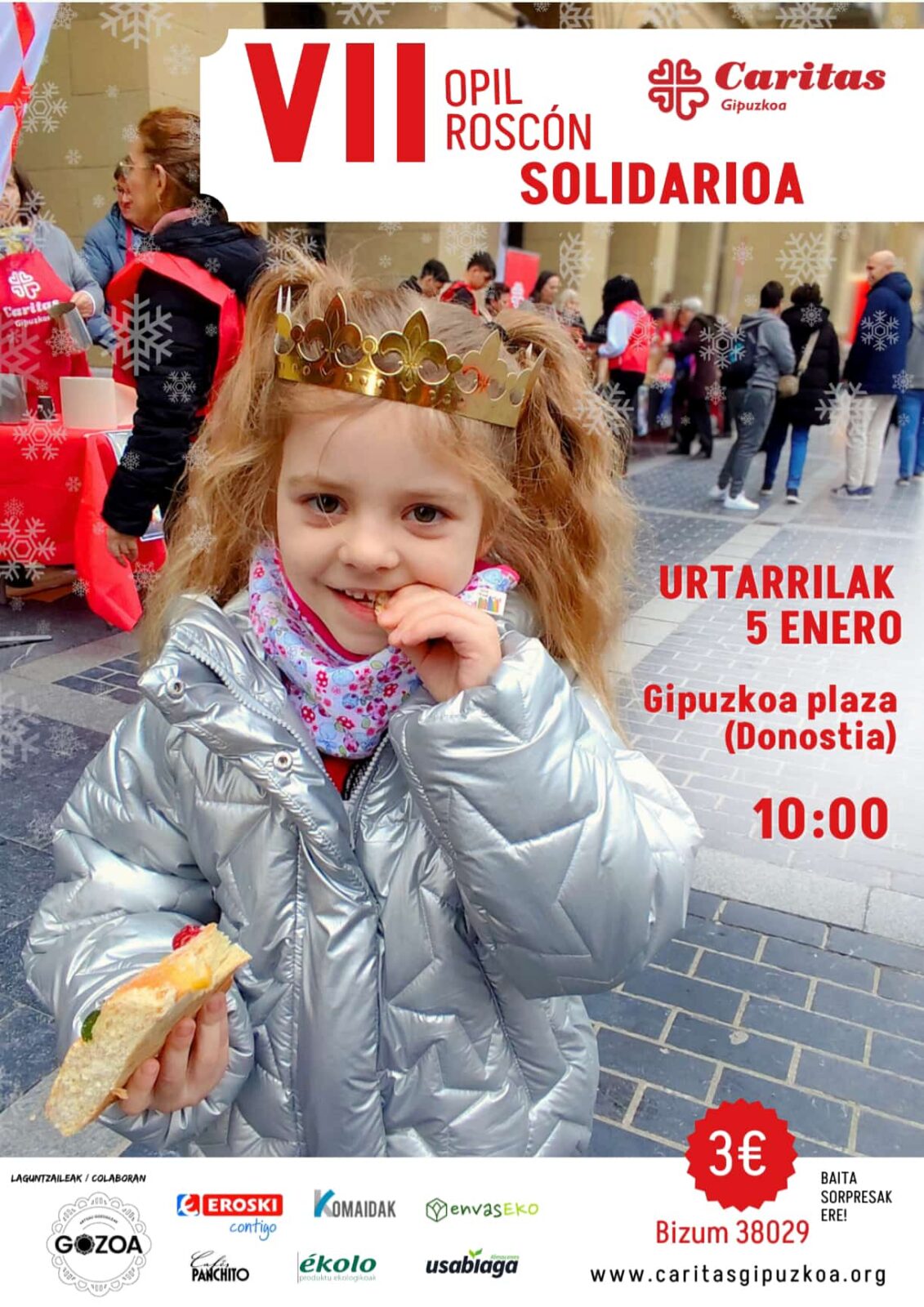 WhatsApp Image 2026 01 04 at 10.55.12 Tradicional cita con el Roscón Solidario de Caritas, el lunes, en la plaza Gipuzkoa