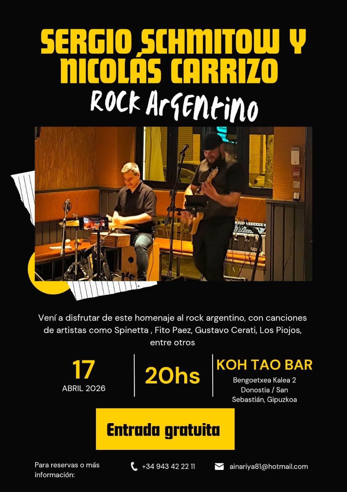 WhatsApp Image 2026 04 07 at 19.12.07 Cita con el rock argentino en el Koh Tao de Donostia