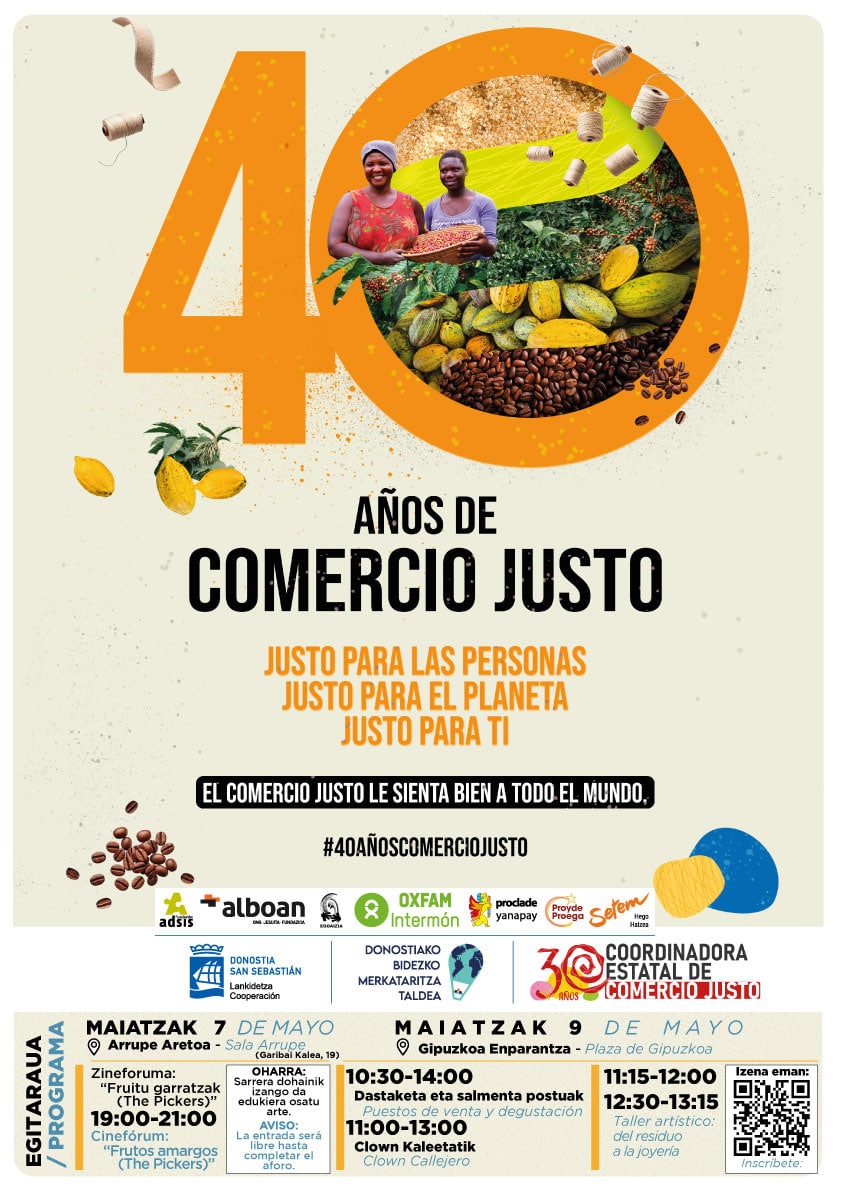 WhatsApp Image 2026 05 06 at 13.09.10 Un cinefórum abre hoy en Donostia las actividades por los 40 años del comercio justo