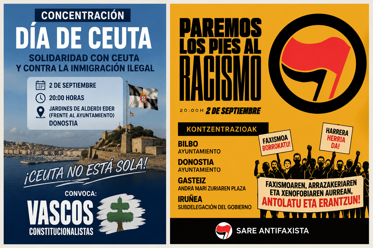 Dos concentraciones enfrentadas por la crisis de Ceuta se celebrarán este miércoles en Donostia 1 2septi Dos concentraciones enfrentadas por la crisis de Ceuta se celebrarán este miércoles en Donostia